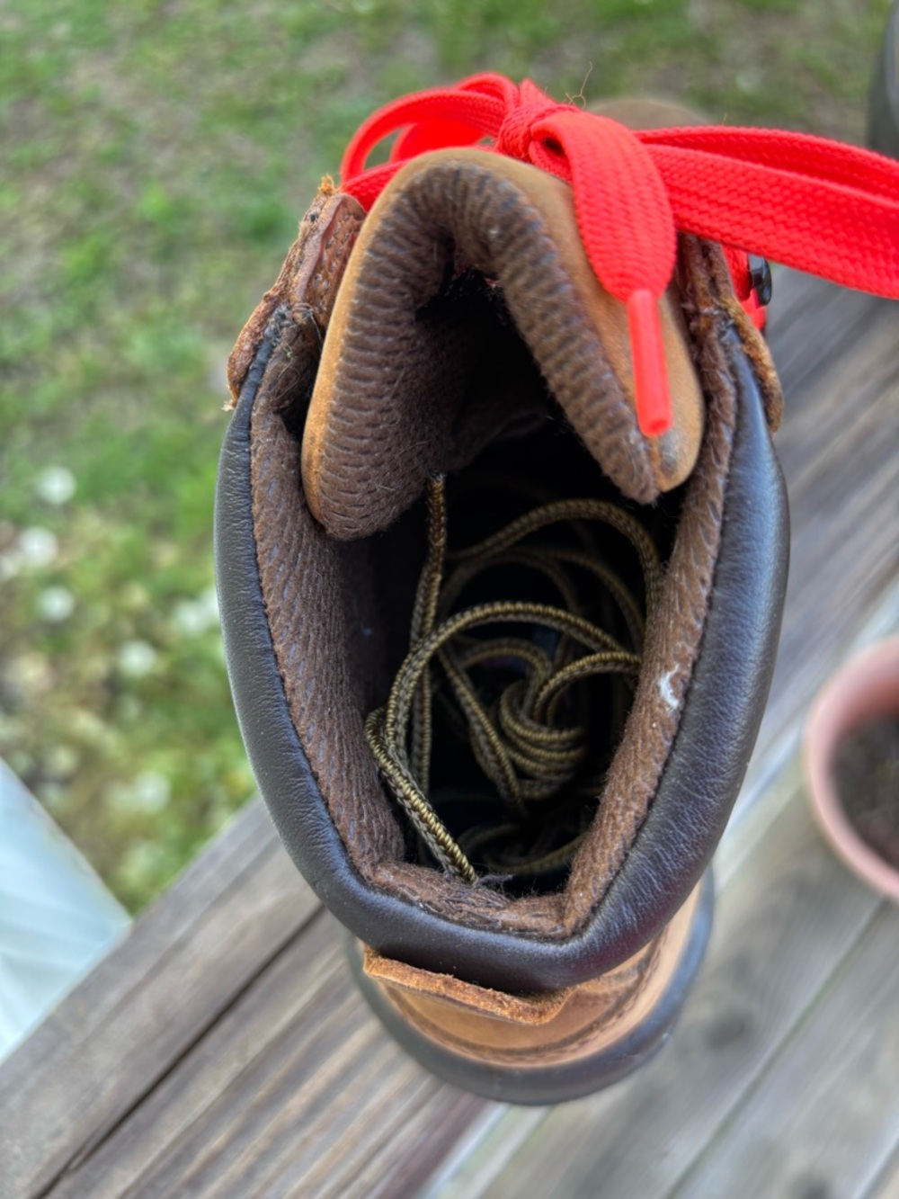 Red Wing Shoes Brown Boots with Orange-Red Logo Accent - Picture 15 of 15